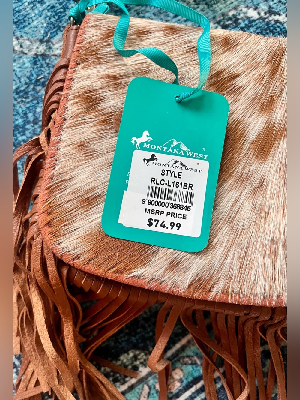 Montana West Brown & White Cowhide Fringe Crossbody - Picture 8 of 14
